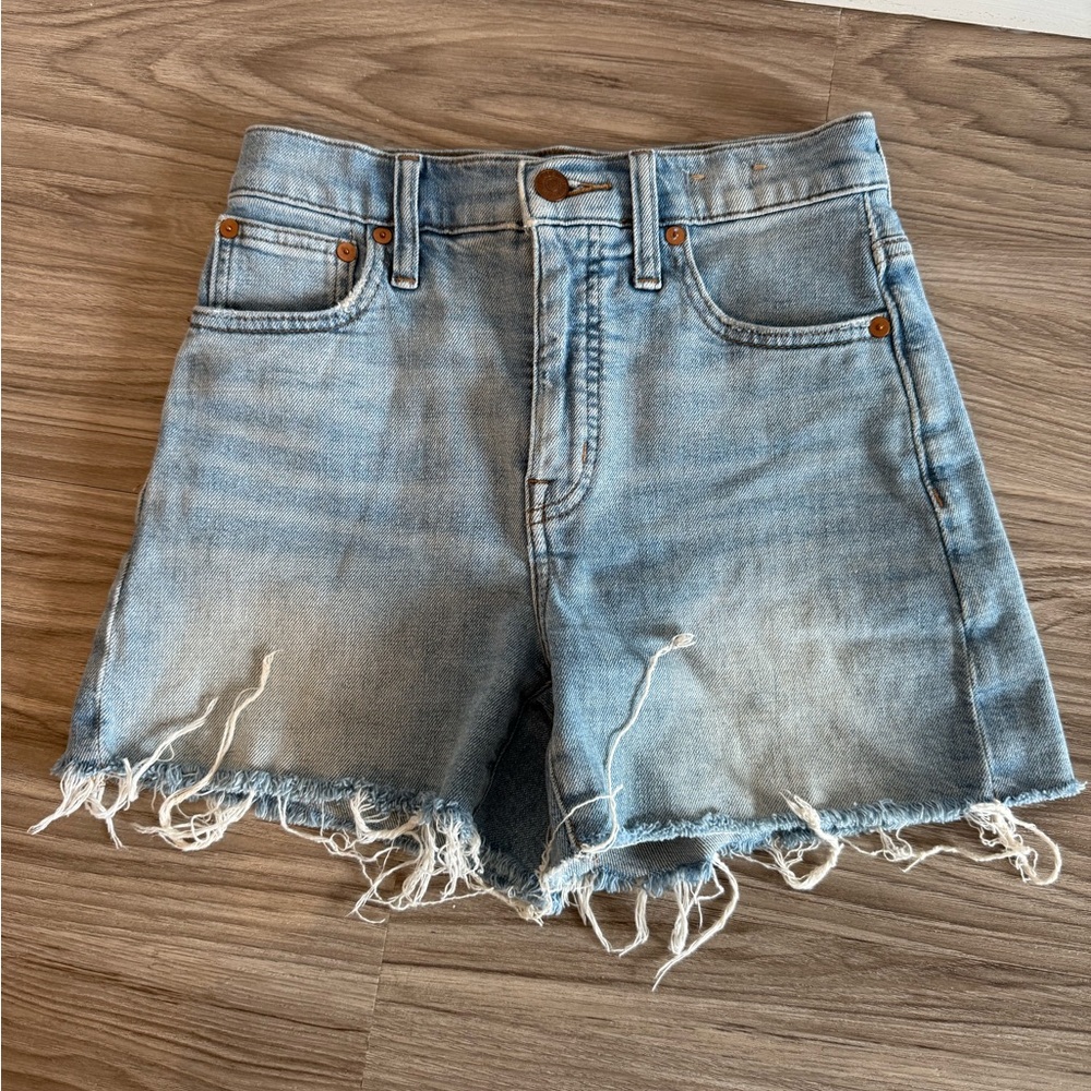 Madewell Light Blue High Waist Distressed Shorts